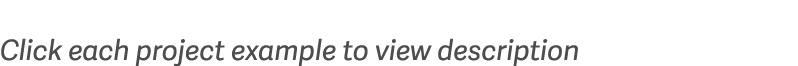 Click each project example to view description